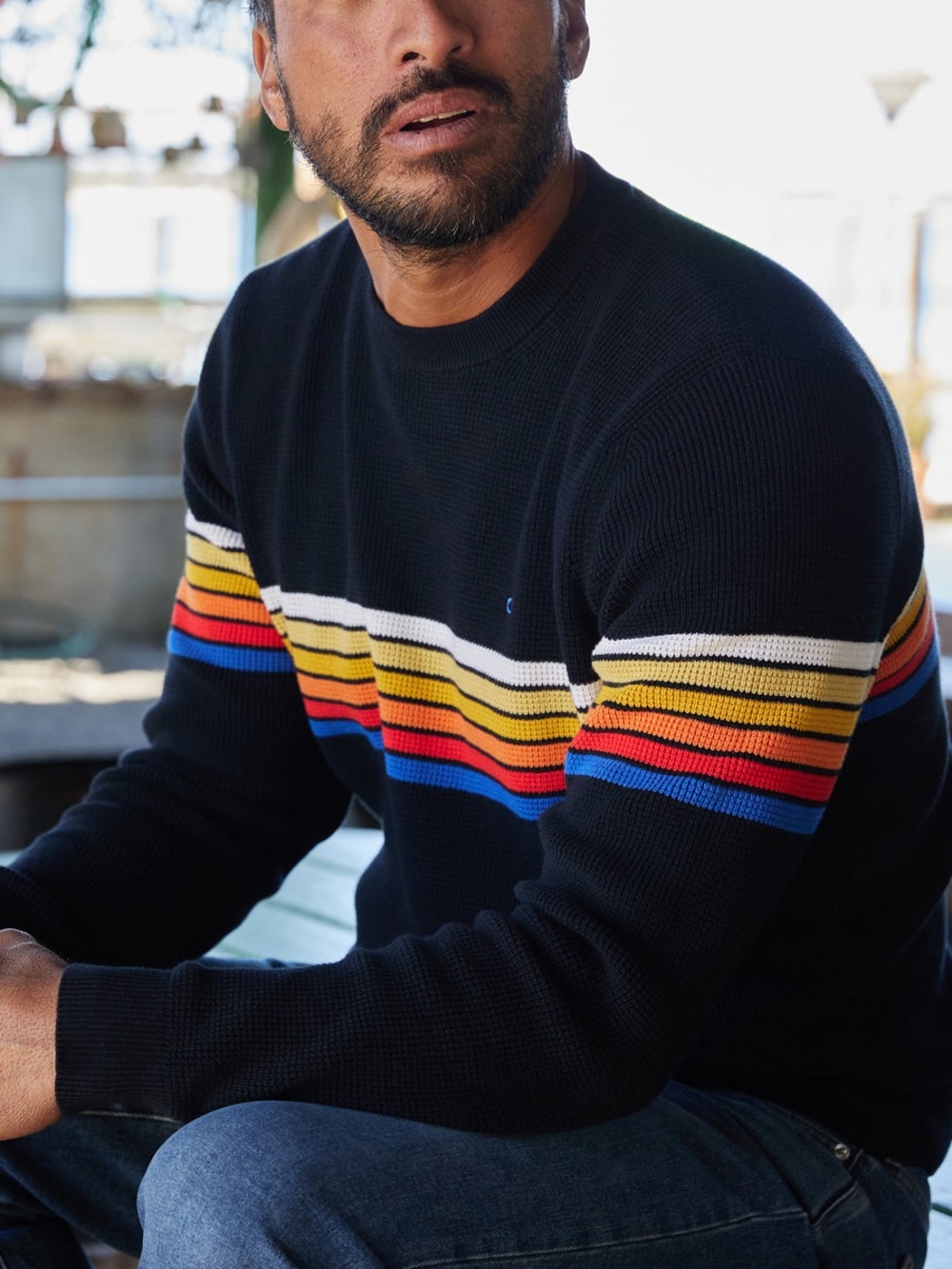 OUTERKNOWN Nostalgic Sweater Black Rainbow XXL